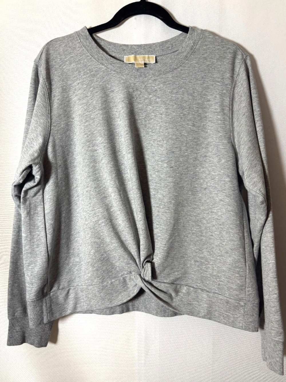 Gray Twist Front Long Sleeve Pullover Sweatshirt Size L Michael Kors